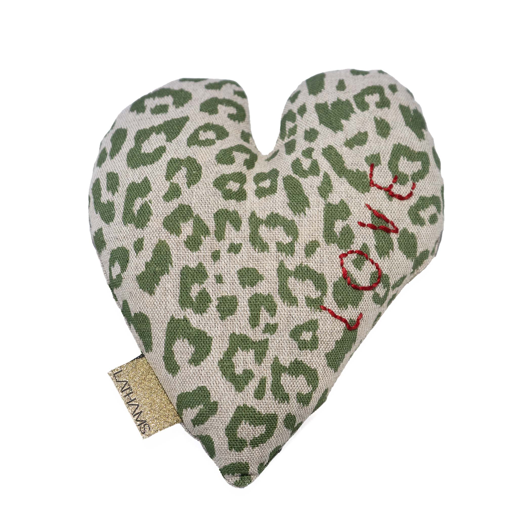 GREEN LAVENDER HEART WITH EMBROIDERED LOVE