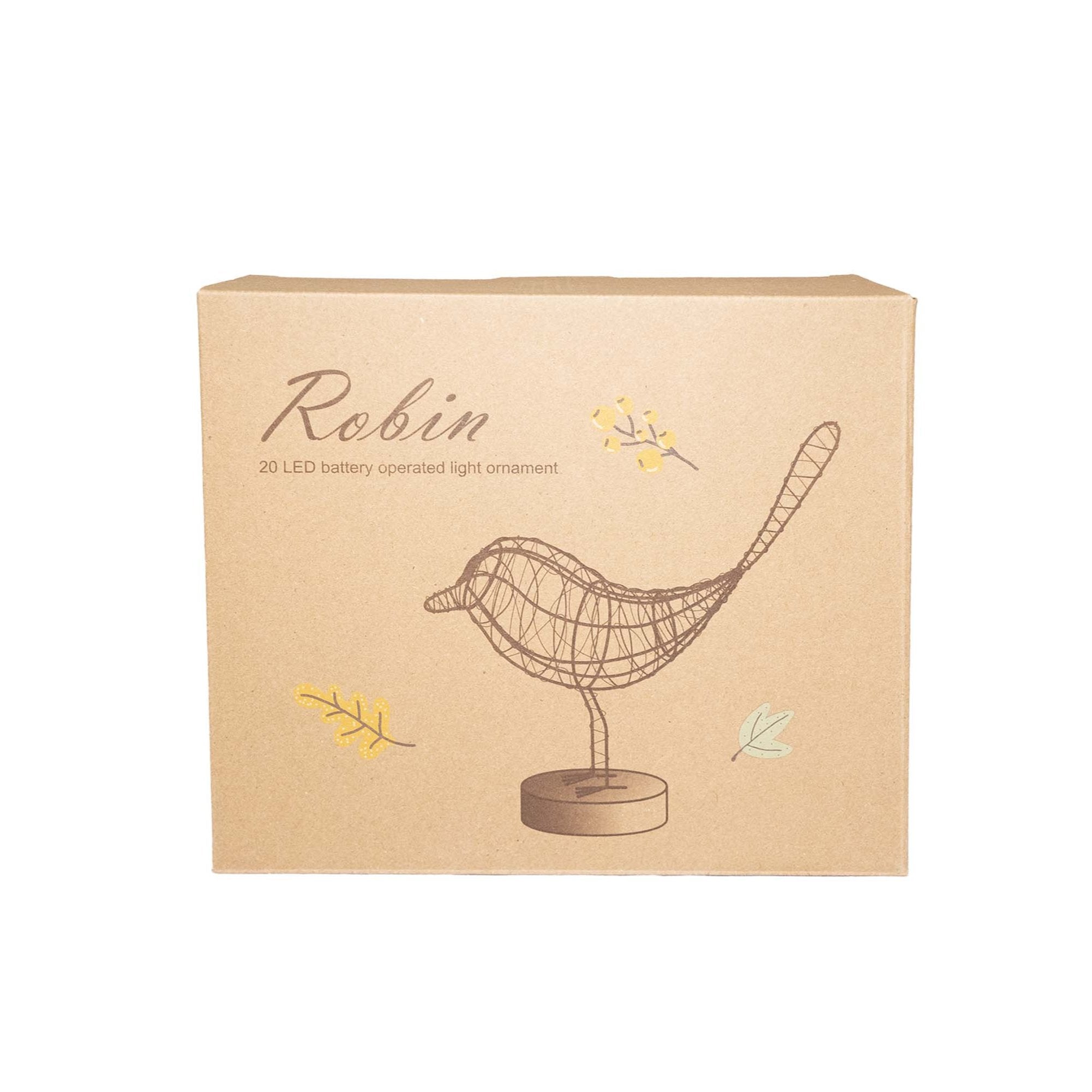 LED ROBIN DECORATION - TAUPE