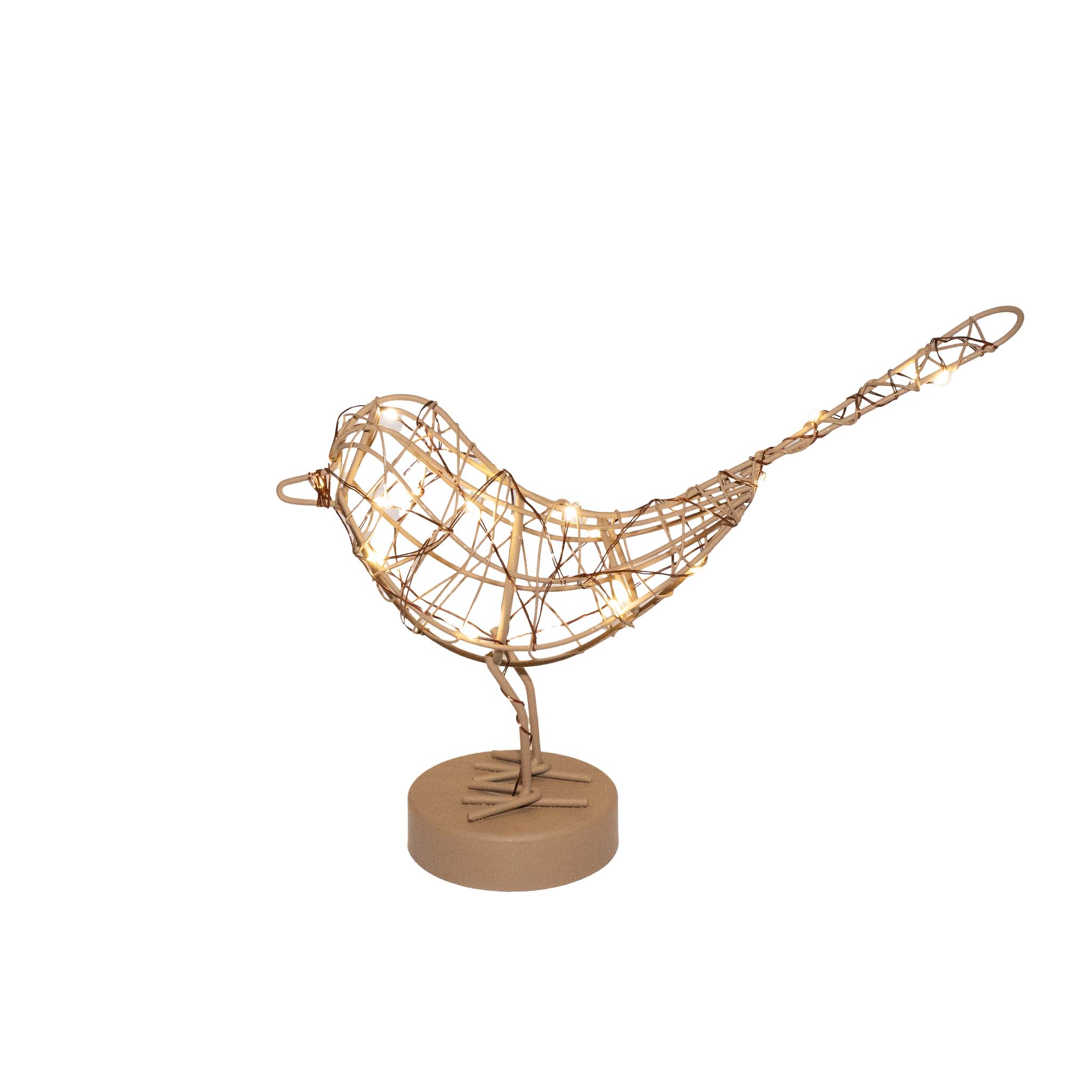 LED ROBIN DECORATION - TAUPE